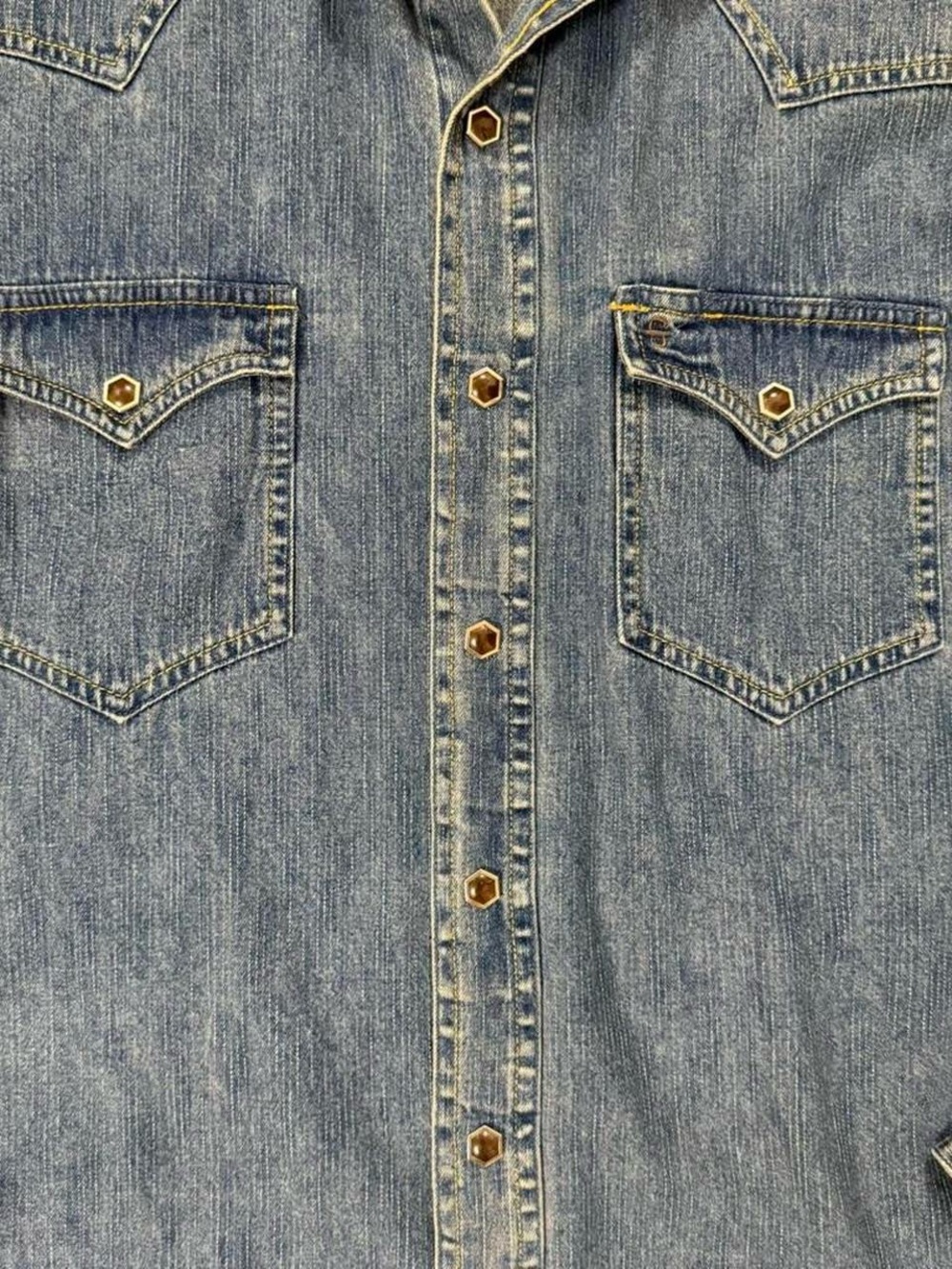 Stetson Blue Denim Brown Snap Button Western Shirt Women’s Size M - Picture 3 of 7